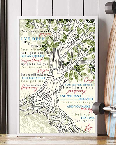 Mattata Decor Time for Me to Fly Song Lyrics Tree Love Portrait Poster Print (12" x 18")