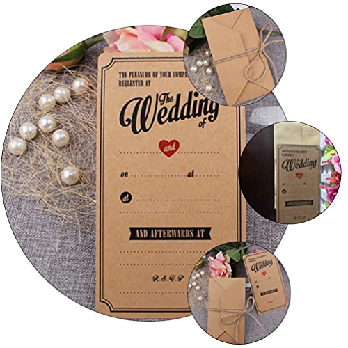 VALICLUD 50 Peças 1 Conjunto Cartão De Cartão De Papel Kraft Convites De Chá De Casamento Mensagem D