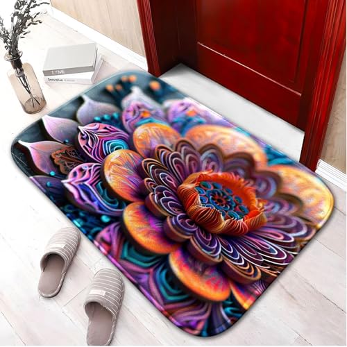 Tapis de bain en mousse à mémoire lavable et doux Fleur 3D L - 7