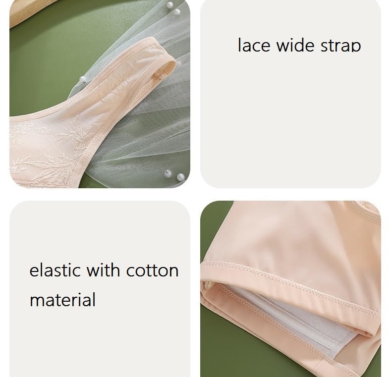 Image of 4 Pack Women Cotton Front Button Bra Snap Comfort Sleep Bra, Easy Close Bras Wireless, Seamless T-Shirt Bra