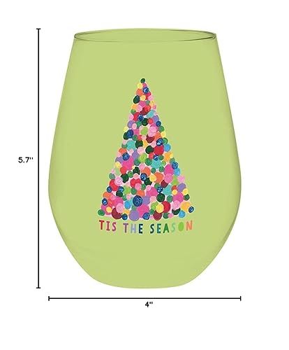 Miniatura 2 de Slant Collections Copas de vino gigantes de Navidad sin tallo, 30 onzas, Tis The Season - Árbol