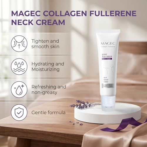Image of Magic Collagen Fullerene Neck Cream, Advanced Neck Cream with Roller, Moisturizing Anti-Wrinkle Treatment for Sagging Neck, Five Rollers Boost Absorption, Reduce Crepey Skin and Double Chin(1 PCS)