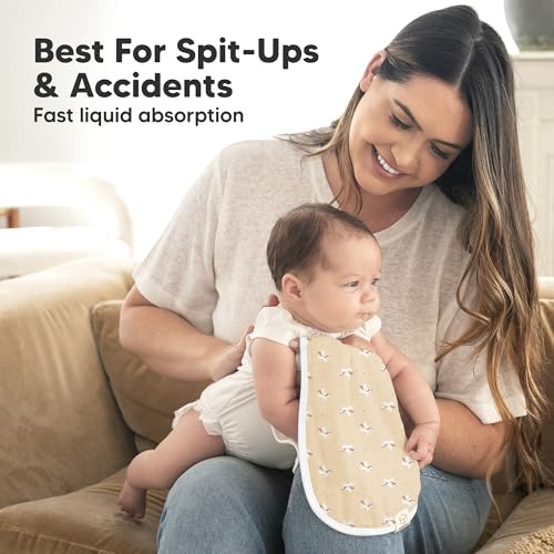 Image of 5-Pack Muslin Burp Cloths Baby Boy, Girl - Very Absorbent Baby Burp Cloth Rags, 8-Layers Viscose Derived from Bamboo Cotton Muslin Towel, Super Soft Spit Up Rags, No Shrink Washcloths (Lunaris)