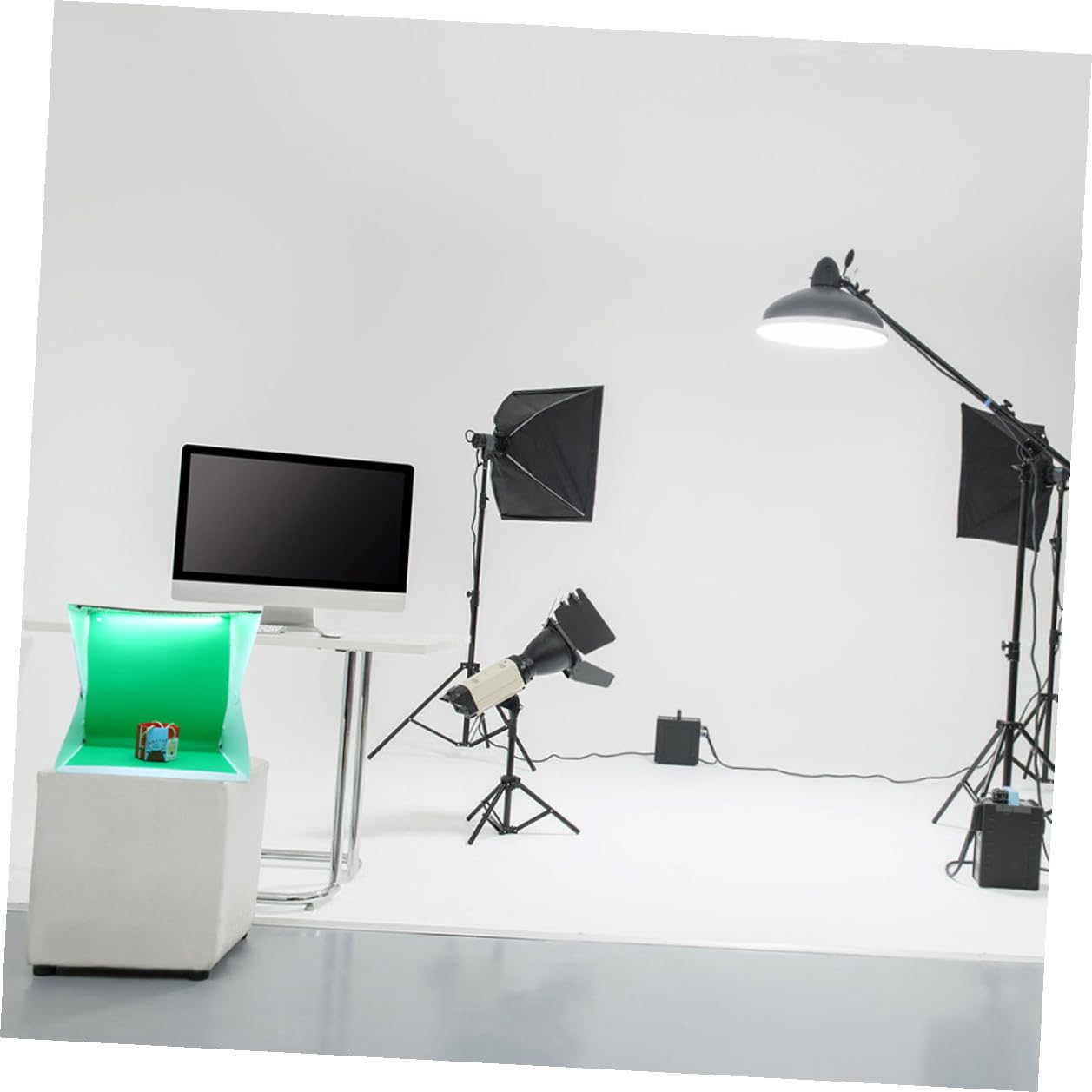 Homoyoyo Mini Boîte Photo Pliable Portable Lumière LED Intégrée et Réglage Luminosité 40cm pour Fonds Photographiques et Mini Studio Photo Blanc en PVC et Polyester
