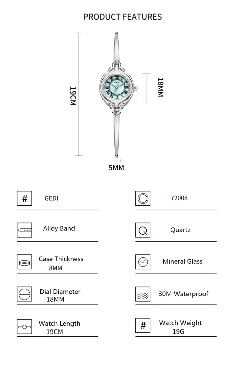 Gosasa Classic Vintage Bangle-Style Women's Watch with Small Dial and Thin Strap Elegant Dress Analog Ladies Wristwatch Fashion Waterproof Quartz Women Watch