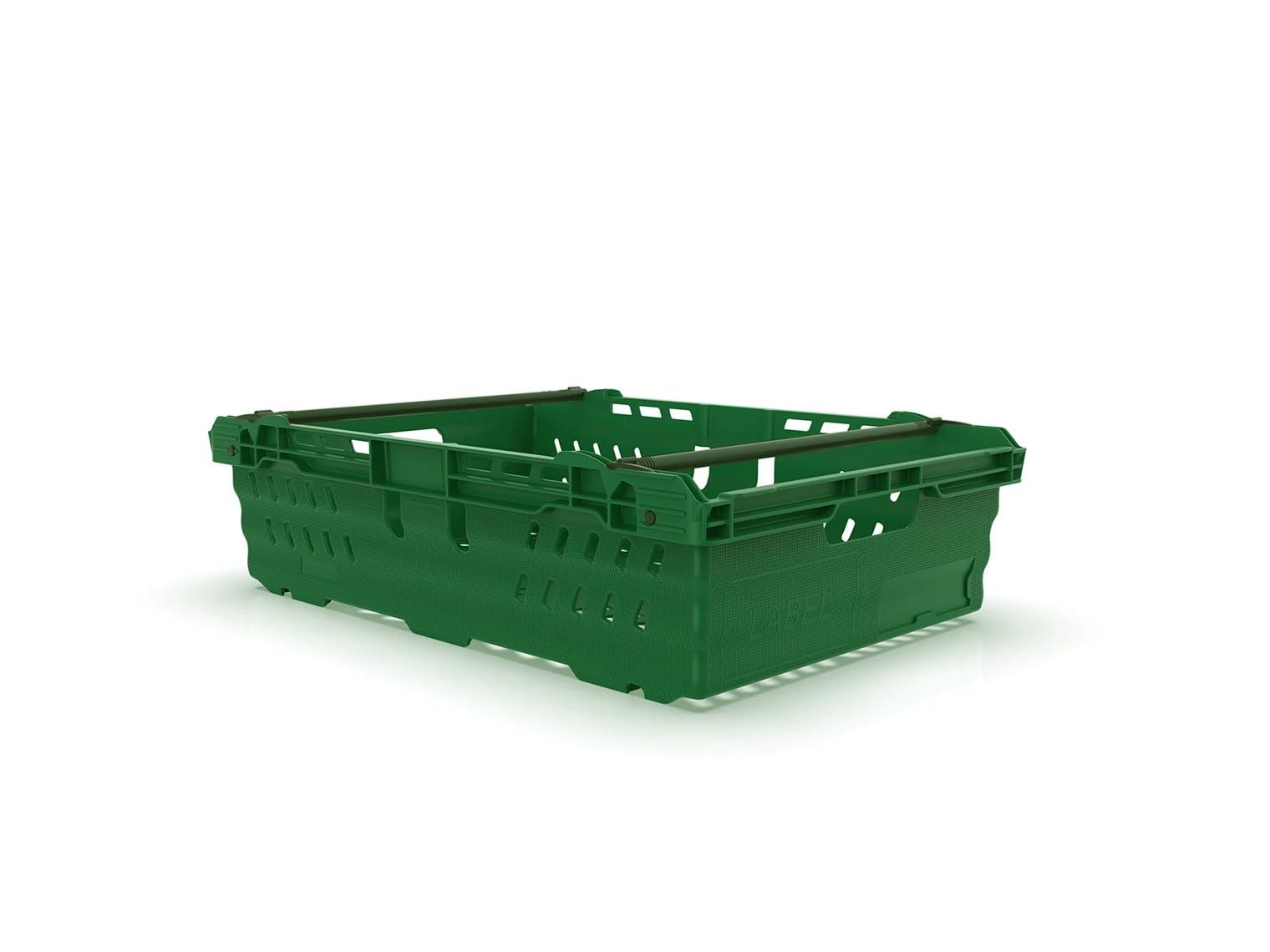 HomeHQ 5x Bale Arm Crates, Nesting Ventilated Plastic Basket, Stacking Supermarket & Storage Crate (30 Litre, GREEN)