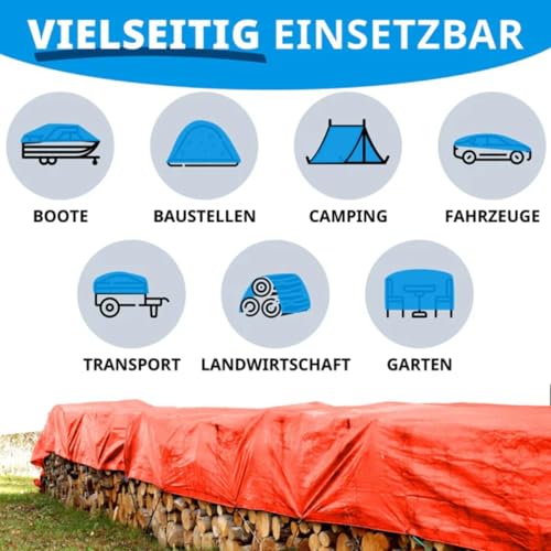 Lona impermeable etm de 6x8 m naranja para protección exterior 7