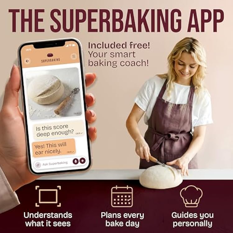 Superbaking Bread Lame - Sourdough Scoring Tool with 5 Extra Blades - Baking Supplies for Home Bakers - Sourdough Razor Scorer - Bread Making Tools - Gift for Bakers - Classic Ergonomic Wooden Handle