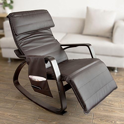 SoBuy® New Relax Rocking Chair Lounge Chair with Adjustable Footrest and Removable Side Bag, FST20-BR