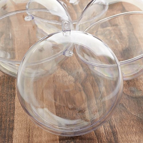 Bulk Pack of 72 Clear Acrylic Fillable 110mm Ball Ornaments - Transparent Plastic Craft Ornaments for Christmas, Wedding Favors, and Everyday Decorations