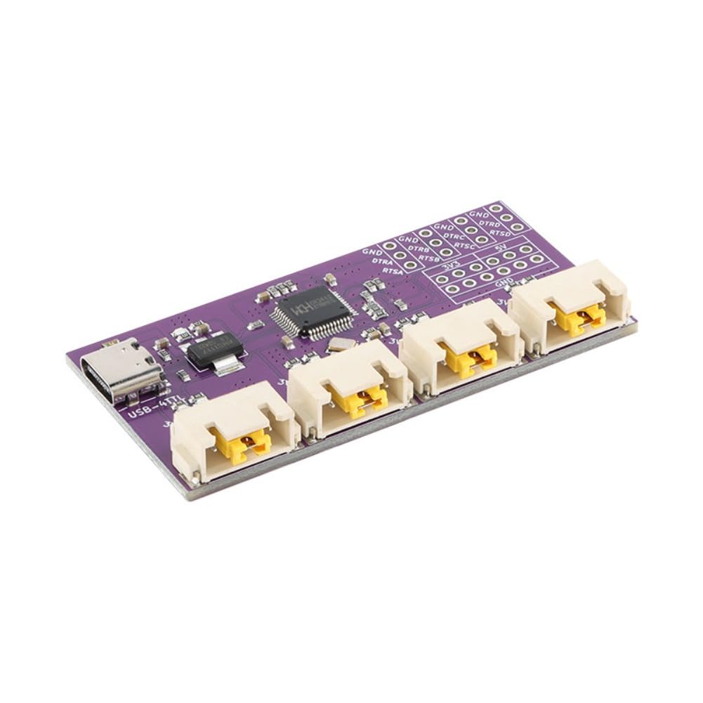 USB to 4-Port TTL Serial Converter, USB Type-C Interface, 6Mbps High-Speed CH344 Chip, Multi-Channel UART Communication Module for Microcontrollers and Industrial Devices