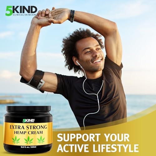 5Kind Extra Strong Hemp Cream 500Ml - High Strength Hemp Oil And Arnica Cream - For Massaging Joints & Muscles, Lower Back, Feet, Knees, Neck & Shoulders - Rich In Natural Extracts - 8