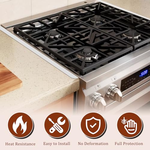 Image of Stainless Steel Stove & Counter Top Gap Covers Adjustable Length 13.8 inch-27.6 inchOven Side Filler Kit Between, Heat Resistant Slide-in Range Trim Guard for Seamless Kitchen Accessories (Silver)