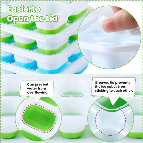 image for LEVOTIYER Ice Cube Tray, 4Pcs Silicone Easy-Release 14-Ice Cube Trays,