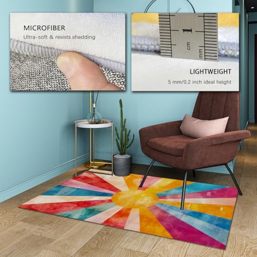 Tapis de salle de classe lavable et grand format Sun Rainbow - 6