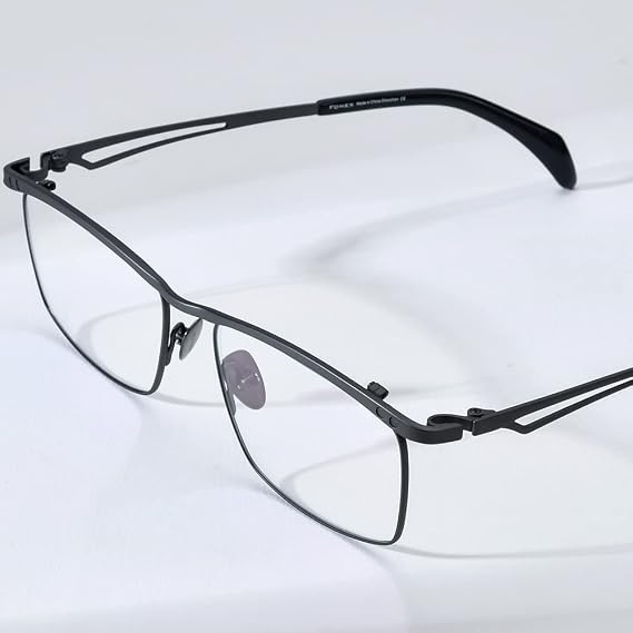 FONEX Pure Titanium Glasses Frame Men Square Magnet Clip On Eyeglasses with Polarized Lens