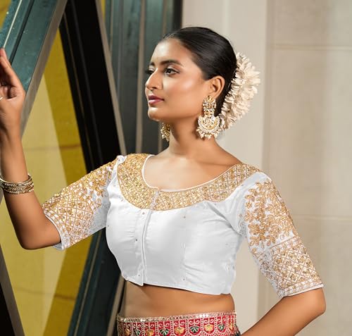 Image of Vihu Fashion Women Silk Half Sleeve Blouse