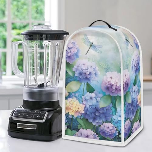 Image of Talayituse Dragonfly Hydrangea Print Blender Dust Cover, Fingerprint Protection Cover for Stand Mixer or Coffee Machine, Home Kitchen Appliance Covers for Stain Dust Resistant Supplies