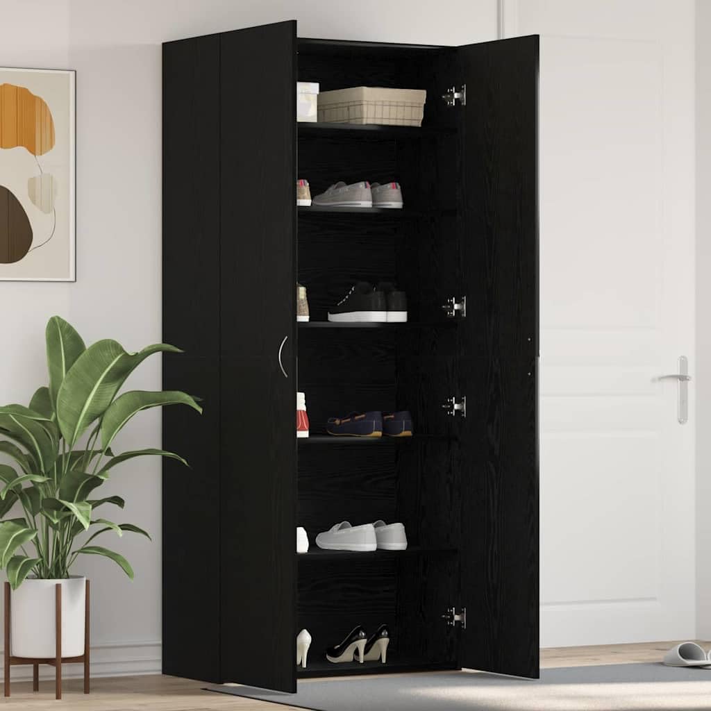 vidaXL Mobile per scarpe 80 x 35.5 x 180 cm Legno ingegnerizzato Nero