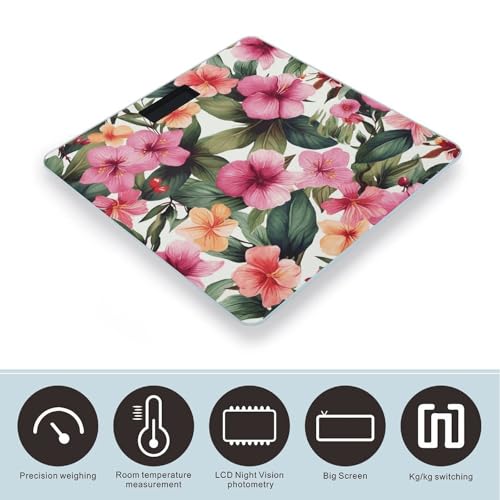 Báscula digital de baño con diseño floral hawaiano miniatura 3