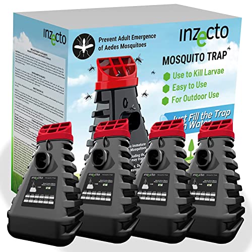 Inzecto Mosquito Trap - Device To Effectively Attract Mosquitoes And Kill Larvae - Revolutionary Outdoor Mosquito Solution Simply Activated By Water (4 Trap) #TOP2