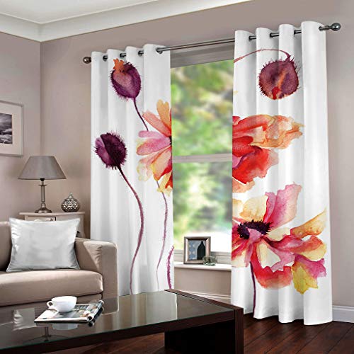 Rideaux et draperies occultants blancs fleurs drapé isolant anti froid chaud à oeillets