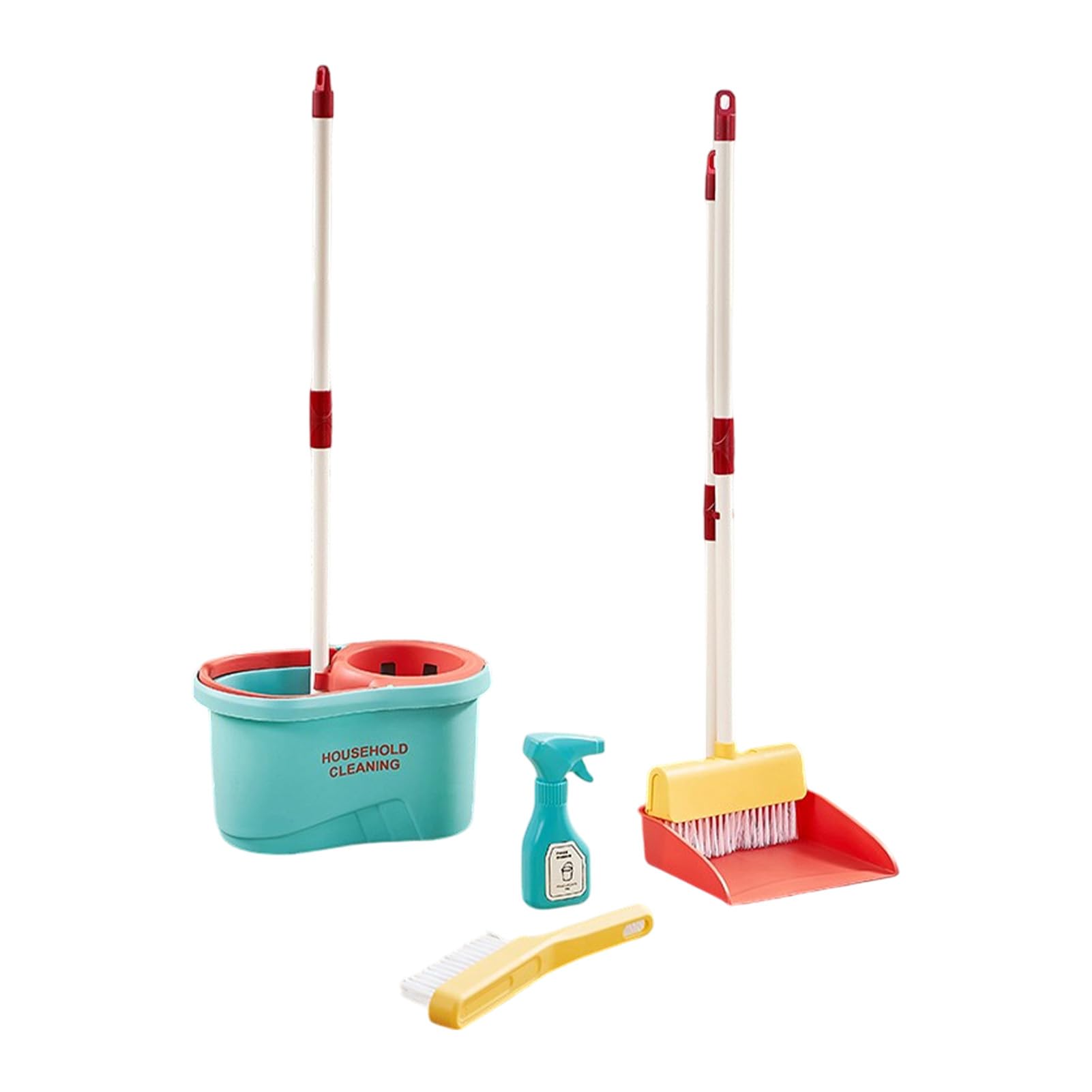 Set di Giocattoli per la Pulizia dei Bambini, 6 Pezzi, Leggero, | ABS, Strisce di Stoffa, Bordi Arrotondati Senza BPA, Pezzi Staccabili, Gioco di Finzione per Interni, Set Scopa per