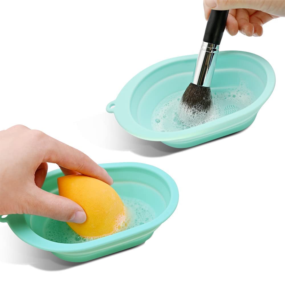 Makeup Brush Cleaning Mat/Bowl, Soft and Durable Silicone Cosmetic Cleaner Pad, Foldable Portable Washing Tool Scrubber with 4 Textures (1ps/Multicolour) (Pack Of 1)-image-28