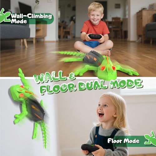 Gecko Wandflitzer, Roboter Kinder Ferngesteuerter Gecko, Wänden Decken Entlang Krabbelt, Leuchtenden LED-Augen, Realistische Bewegungen, Weihnachten Geburtstag Geschenke Jungen Mädchen 3 4 5 6 7 8+