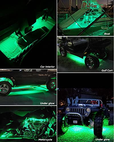 Car Led Strip Lights 32Cm Waterproof Led Light Strips For Cars Motorcycles Golf Cart Interior & Exterior Marine Boat Green Led Strip 12V 5050 18Smd,Pack Of 4 #TOP4