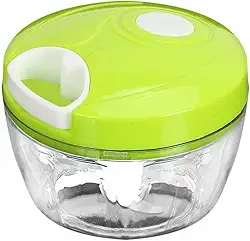 Processador Manual de Alimentos 500ml com 3 Lâminas Inox – Acionamento por Corda Retrátil, Grande e Eficiente (Verde) - Qualidade Premium LNSTORE