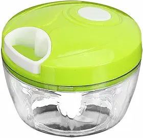 Processador Manual de Alimentos 500ml com 3 Lâminas Inox – Acionamento por Corda Retrátil, Grande e Eficiente (Verde) - Qualidade Premium LNSTORE