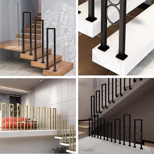Barandilla de escalera negra personalizable con poste de 65 cm para suelo 6