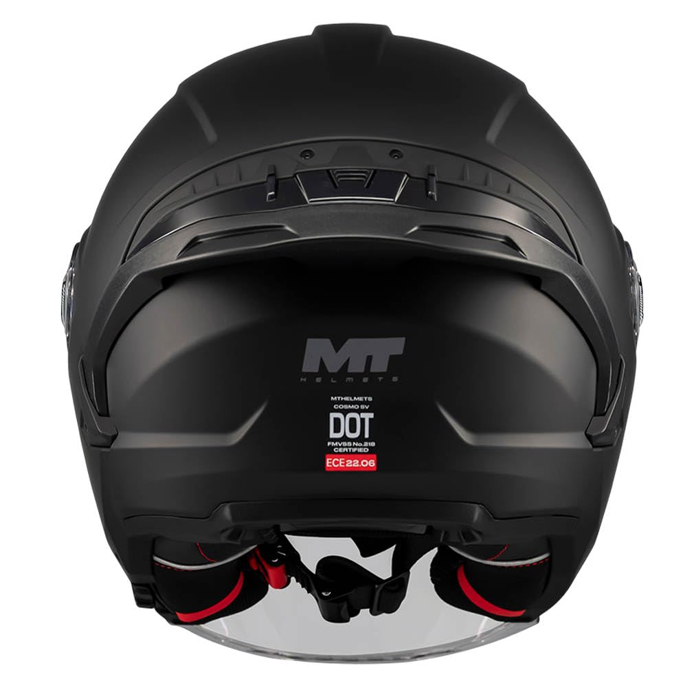 MT Cosmo SV Pure Designed Negro Mate Bluetooth Sena Integrado - Casco de Moto Jet Abierto con Visor Solar - Helmets Unisex Hombre y Mujer - Homologado ECE 22.06