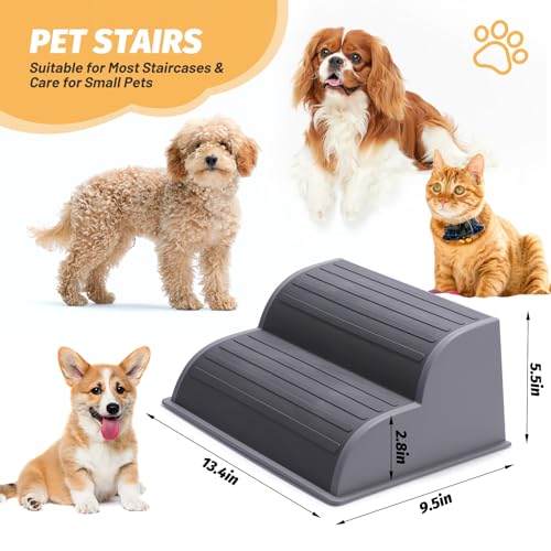 2-Step Modular Dog Ramp - Portable Non-Slip Stairs for Small Dogs with High Support, 9.5" D Lightweight Plastic Pet Steps Fits Staircase Indoor, Ideal for Elderly Injured Pets (6-Pack, Grey) - Image 3
