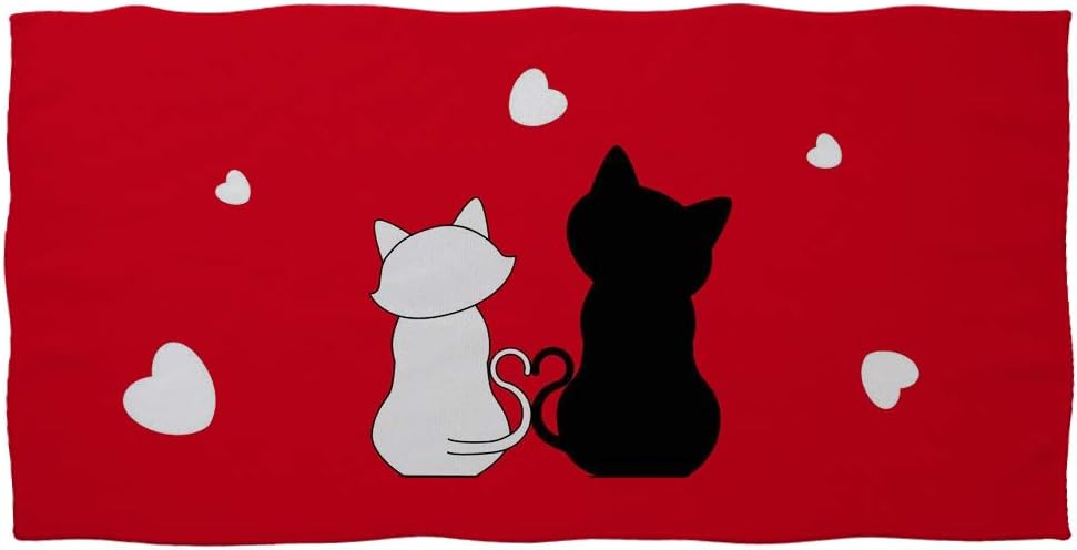 Showudesigns Cat Heart Cotton Bath Towel Thin Travel Girls Women Absorbent Bath Sheet for Yoga Camping Surfing Swimming Gym - Red