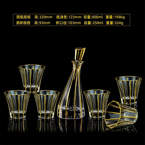 Set de 6 copas de whisky de cristal con detalle dorado miniatura 2
