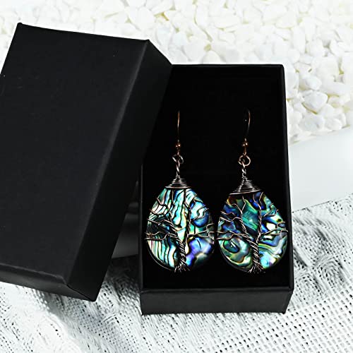 Sea Abalone Shell Handmade Earrings Tree Of Life Wrapped Dangle Earrings Teardrop Earrings Vintage Celtic Earrings For Women Fashion Trendy #TOP7