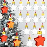Patelai 18 Pcs Christmas Drink Balls Clear Shot Glass Ornaments Xmas Tree Fillable Ornaments Plastic Xmas Water Bottle Bulbs for Holiday Party Decorations(Star,50 ml)