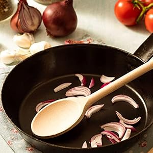 MrWoodware 16 Inch Wooden Spoons for Cooking Set of 3 Long Handle Oval Wooden Spoon for Mixing Stirring Tasting Kitchen Wooden Utensils For Cooking and Crafts Personalized Wood Burning
