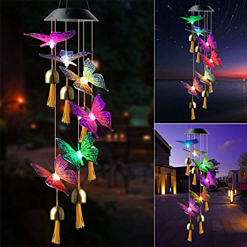 Color Butterfly Wind Chimes Wind Bell Garden Decor Garden Gifts Butterfly Gifts, Solar Wind Chime, Wind Chime Outdoor, Christmas Gifts,Gifts for mom, Gifts for Grandma, Garden Gifts, Butterfly Gifts