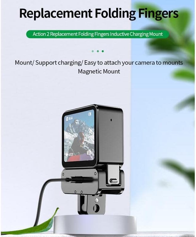 Magnetic Inductive Charging Base for DJI Action 2 1/4'' Hole Tripod Monopod Adapter Metal Mount for DJI Action 2 Camera