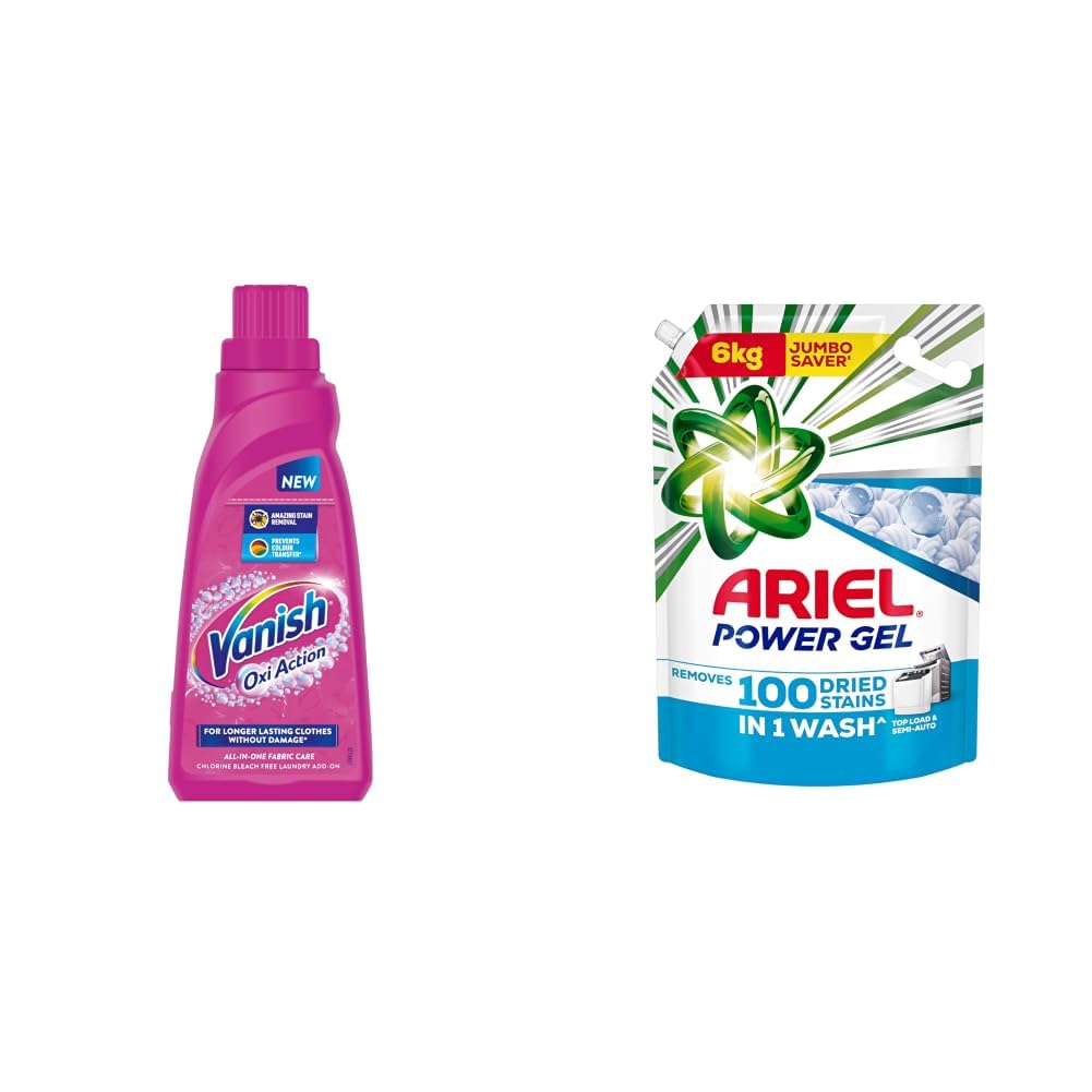 Vanish All in One Liquid Detergent Booster - 800 ml | Removes Stains, Whitens Whites and Brightens Colors & Ariel Power Gel Liquid Detergent for Top Load & Semi Auto – 6kg | Removes 100 Dried Stains-image-13