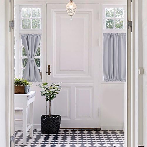 Aquazolax Cortina de puerta blanca con bolsillo para barra - 25x40 pulgadas, cortinas opacas pequeñas para cocina, oscurecimiento de habitación,