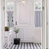 Aquazolax Rod Pocket French Door Curtain - 25x40 Inch Patio Doors Panels Blackout Drape Curtains Room Darkening - Single Panel, Greyish White