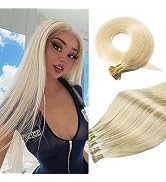 Blonde I Tip Hair Extensions Human Hair Colored, 14 Inch Platinum Blonde ITip Hair Extensions 50S...