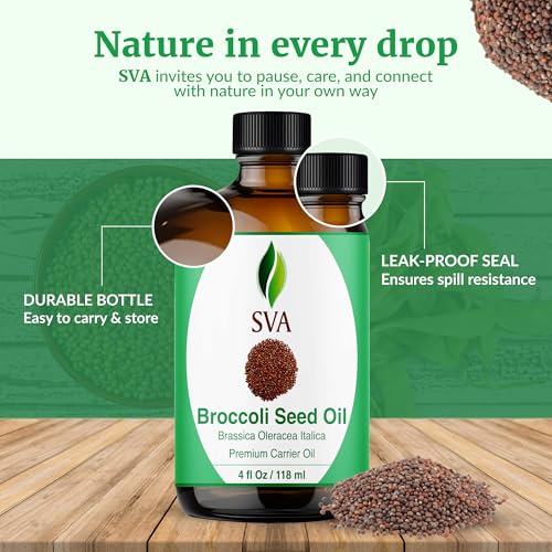 Image of SVA Broccoli Seed Carrier Oil, Glass Bottle with Dropper, 4 Fl Oz (118 ml)