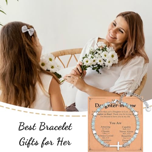 Image of Religious Cross Bracelet for Women Girls, Christian Gifts for Daughter Granddaughter Sister in Christ Friend Niece on Birthday Christmas Easter Valentines Day Graduation