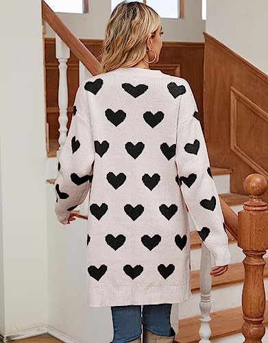 Image of Alsol Lamesa Women's Long Sleeve Heart Cardigan Sweaters V Neck Open Front Knit Coat