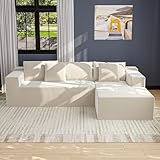 DEZAGCE Sofá esquinero modular de tela beige, 269 × 175 cm